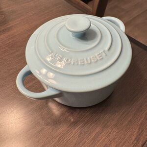 8oz Le Creuset Light Blue Cast Iron Dutch Oven